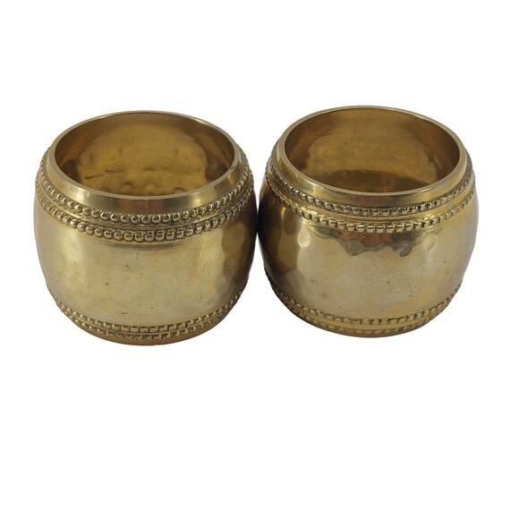 MCM Brass Napkin Rings Classic 1990's Dining Home Decor Set of 2 - Picture 1 of 9